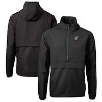 Men's Cutter & Buck Kansas Jayhawks Alumni Logo Charter Eco Knit Recycled Anorak Half-Zip Jacket