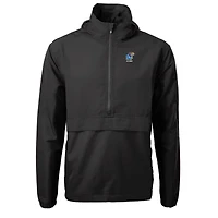 Men's Cutter & Buck Kansas Jayhawks Alumni Logo Charter Eco Knit Recycled Anorak Half-Zip Jacket
