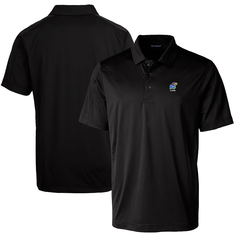 Men's Cutter & Buck  Black Kansas Jayhawks Alumni Logo Prospect Textured Stretch Polo
