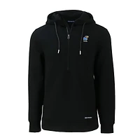 Men's Cutter & Buck  Black Kansas Jayhawks Alumni Logo Roam Eco Recycled Half-Zip Pullover Hoodie
