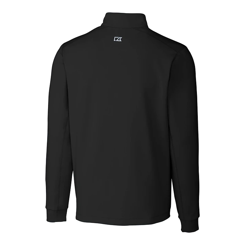 Men's Cutter & Buck Black Kansas Jayhawks Alumni Logo Traverse Stretch Quarter-Zip Pullover Top