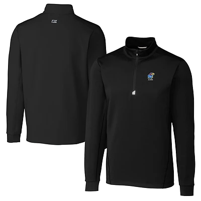 Men's Cutter & Buck  Black Kansas Jayhawks Alumni Logo Traverse Stretch Quarter-Zip Pullover Top