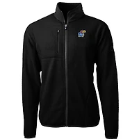 Men's Cutter & Buck Black Kansas Jayhawks Big Tall Cascade Eco Sherpa Fleece Full-Zip Jacket