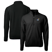 Men's Cutter & Buck Black Kansas Jayhawks Big Tall Cascade Eco Sherpa Fleece Quarter-Zip Jacket