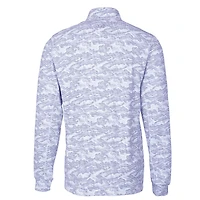 Men's Cutter & Buck Charcoal Kansas Jayhawks Vault Big Tall Traverse Camo Print Stretch Quarter-Zip Pullover Top