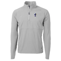 Men's Cutter & Buck Gray Kansas Jayhawks Adapt Eco Knit Hybrid Recycled Quarter-Zip Pullover Top