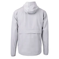 Men's Cutter & Buck  Gray Kansas Jayhawks Alumni Logo Charter Eco Knit Recycled Anorak Half-Zip Jacket