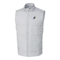 Men's Cutter & Buck Gray Kansas Jayhawks Big Tall Stealth DryTec Full-Zip Vest