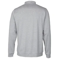 Men's Cutter & Buck Gray Kansas Jayhawks Heathered Vault Stealth Quarter-Zip Pullover Top