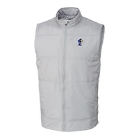 Men's Cutter & Buck Gray Kansas Jayhawks Vault Big Tall Stealth Hybrid Windbreaker Full-Zip Vest