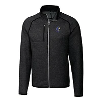 Veste zippée intégrale pour homme, couleur anthracite, style pull-over Mainsail des Kansas Jayhawks, de grande taille, Cutter & Buck