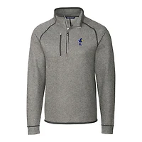 Men's Cutter & Buck Heather Gray Kansas Jayhawks Mainsail Sweater-Knit Half-Zip Pullover Jacket
