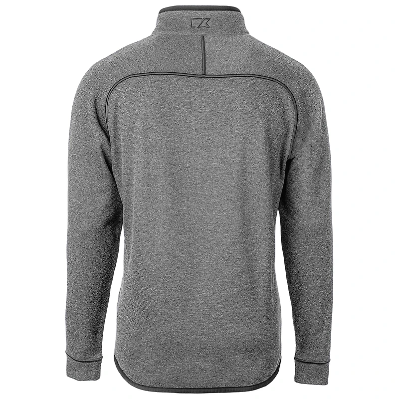 Men's Cutter & Buck Heather Gray Kansas Jayhawks Mainsail Sweater-Knit Half-Zip Pullover Jacket