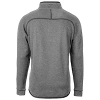 Men's Cutter & Buck Heather Gray Kansas Jayhawks Mainsail Sweater-Knit Half-Zip Pullover Jacket