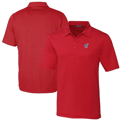 Men's Cutter & Buck Kansas Jayhawks Alumni Logo Forge Pencil Stripe Stretch DryTec Polo