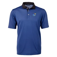 Polo recyclé à micro-rayures en piqué écologique Virtue pour homme, couleur bleu royal/noir, des Kansas Jayhawks, de grande taille