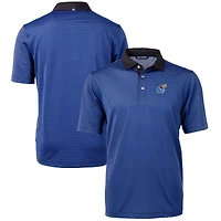 Men's Cutter & Buck  Royal/Black Kansas Jayhawks Big Tall Virtue Eco Pique Micro Stripe Recycled Polo