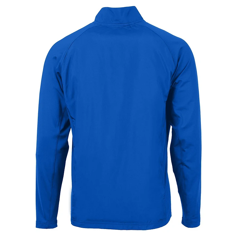 Men's Cutter & Buck Royal Kansas Jayhawks Adapt Eco Knit Hybrid Recycled Big Tall Full-Zip Jacket