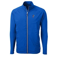Men's Cutter & Buck Royal Kansas Jayhawks Adapt Eco Knit Hybrid Recycled Full-Zip Jacket