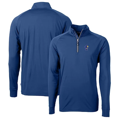 Men's Cutter & Buck Royal Kansas Jayhawks Adapt Eco Knit Stretch Recycled Quarter-Zip Pullover Top