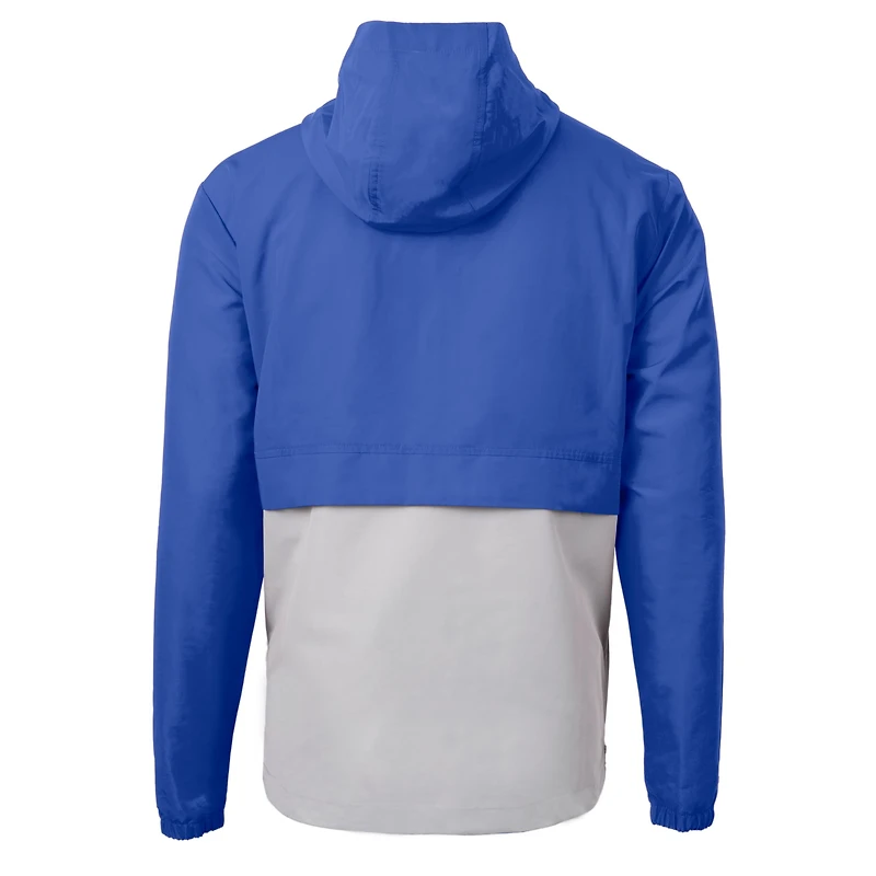 Men's Cutter & Buck  Royal Kansas Jayhawks Alumni Logo Charter Eco Knit Recycled Anorak Half-Zip Jacket
