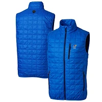 Doudoune sans manches zippée Cutter & Buck Royal Kansas Jayhawks Alumni Logo Rainier, isolée PrimaLoft Eco, pour homme