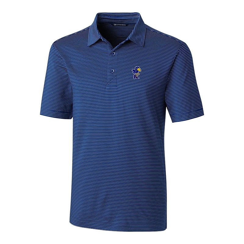 Men's Cutter & Buck Royal Kansas Jayhawks Big Tall Forge Pencil Stripe Stretch Polo