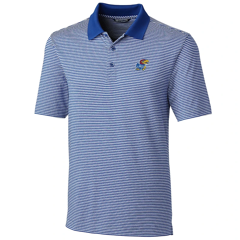 Men's Cutter & Buck Royal Kansas Jayhawks Big Tall Forge Tonal Stripe Polo