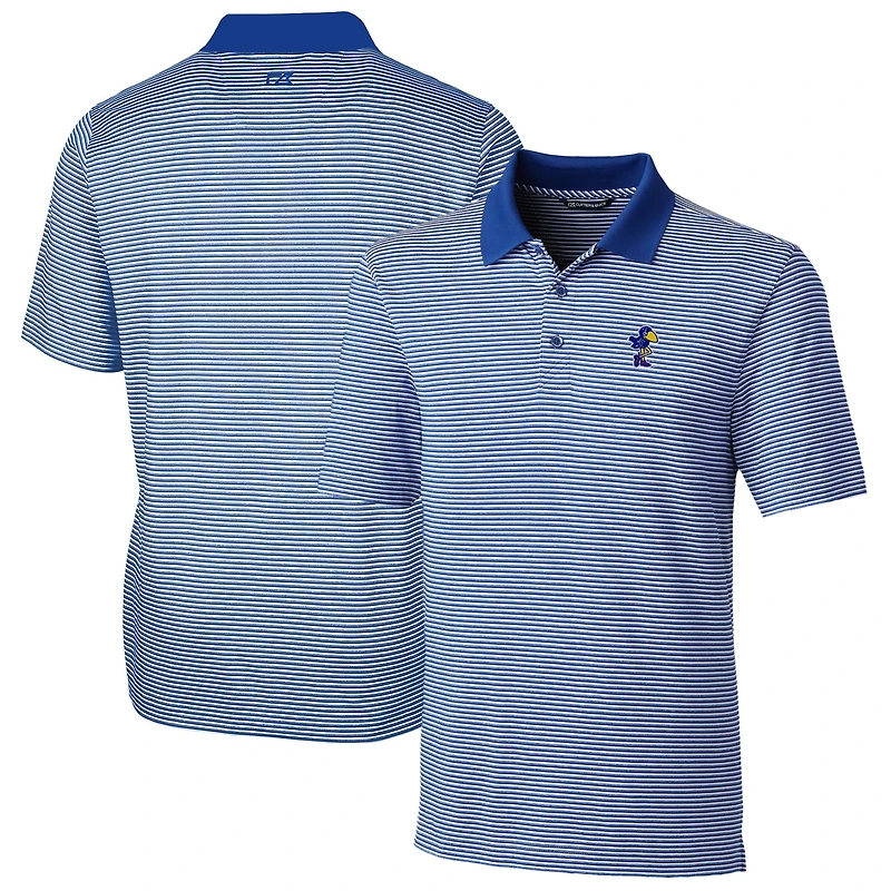 Men's Cutter & Buck Royal Kansas Jayhawks Big Tall Forge Tonal Stripe Stretch Polo
