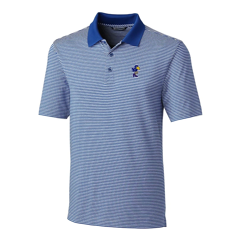 Men's Cutter & Buck Royal Kansas Jayhawks Big Tall Forge Tonal Stripe Stretch Polo