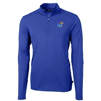 Men's Cutter & Buck Royal Kansas Jayhawks Big Tall Virtue Eco Pique Recycled Quarter-Zip Pullover Top