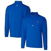Men's Cutter & Buck Royal Kansas Jayhawks Traverse Stretch Quarter Zip-Pullover Top