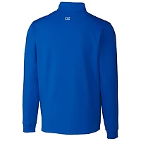Men's Cutter & Buck Royal Kansas Jayhawks Traverse Stretch Quarter Zip-Pullover Top