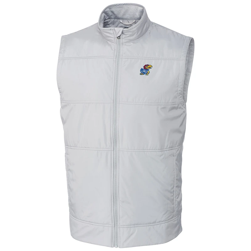 Men's Cutter & Buck  Silver Kansas Jayhawks Stealth Full-Zip Vest