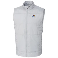 Men's Cutter & Buck  Silver Kansas Jayhawks Stealth Full-Zip Vest