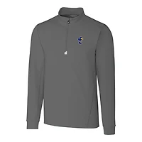 Men's Cutter & Buck Steel Kansas Jayhawks Traverse Stretch Quarter Zip-Pullover Top