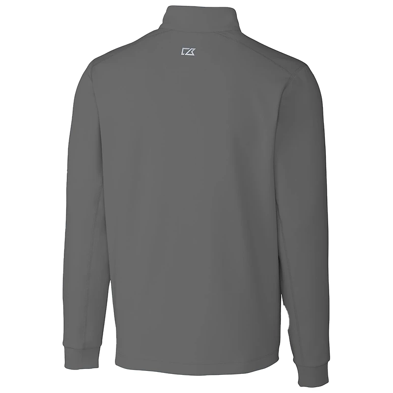 Men's Cutter & Buck Steel Kansas Jayhawks Traverse Stretch Quarter Zip-Pullover Top
