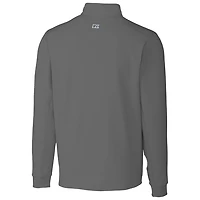 Men's Cutter & Buck Steel Kansas Jayhawks Traverse Stretch Quarter Zip-Pullover Top