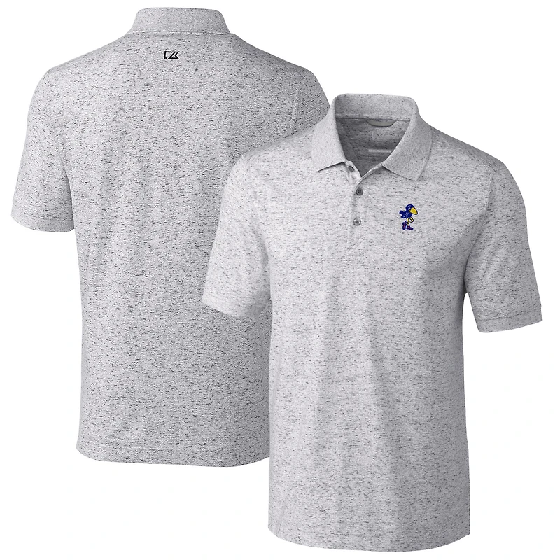 Men's Cutter & Buck Steel Kansas Jayhawks Vault Advantage Tri-Blend Space Dye Big Tall Polo