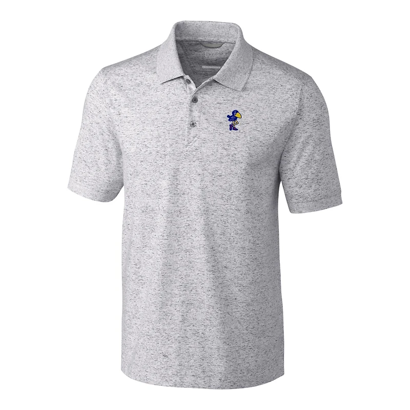 Men's Cutter & Buck Steel Kansas Jayhawks Vault Advantage Tri-Blend Space Dye Big Tall Polo