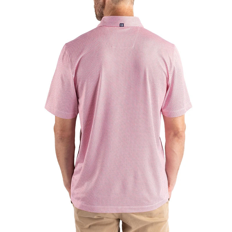 Men's Cutter & Buck White/Red Kansas Jayhawks Pike Eco Symmetry Print Stretch Polo
