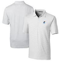 Men's Cutter & Buck Kansas Jayhawks Alumni Logo Forge Pencil Stripe Stretch DryTec Polo