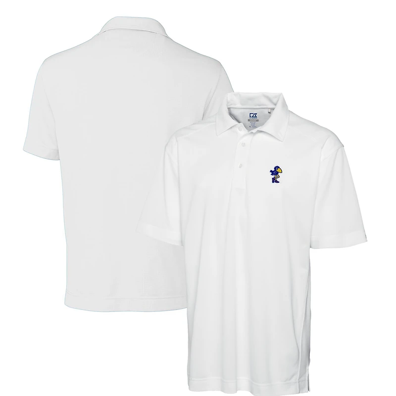 Men's Cutter & Buck White Kansas Jayhawks DryTec Genre Textured Solid Polo
