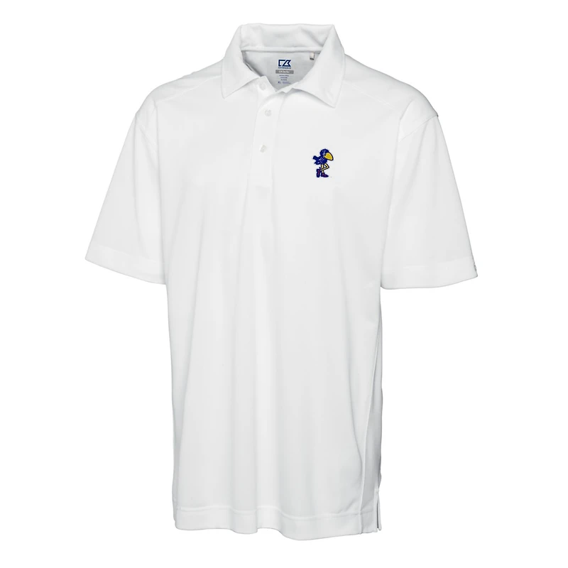 Men's Cutter & Buck White Kansas Jayhawks DryTec Genre Textured Solid Polo