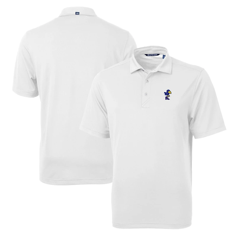 Polo recyclé en piqué écologique pour homme Cutter & Buck, blanc, Kansas Jayhawks, équipe Virtue, grandes tailles