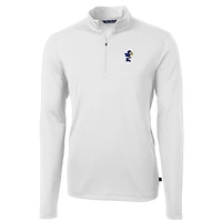 Pull zippé quart de tour en piqué écologique recyclé pour homme, blanc, Cutter & Buck, équipe Kansas Jayhawks, Virtue, taille grande et