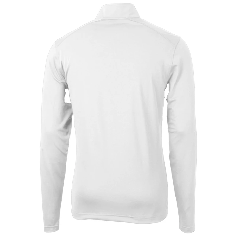 Men's Cutter & Buck White Kansas Jayhawks Virtue Eco Pique Recycled Quarter-Zip Pullover Top
