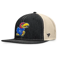Men's Fanatics Black/Natural Kansas Jayhawks Legend Trucker Snapback Hat