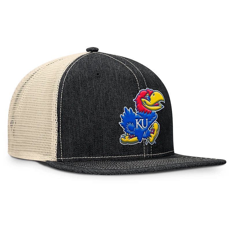 Men's Fanatics Black/Natural Kansas Jayhawks Legend Trucker Snapback Hat