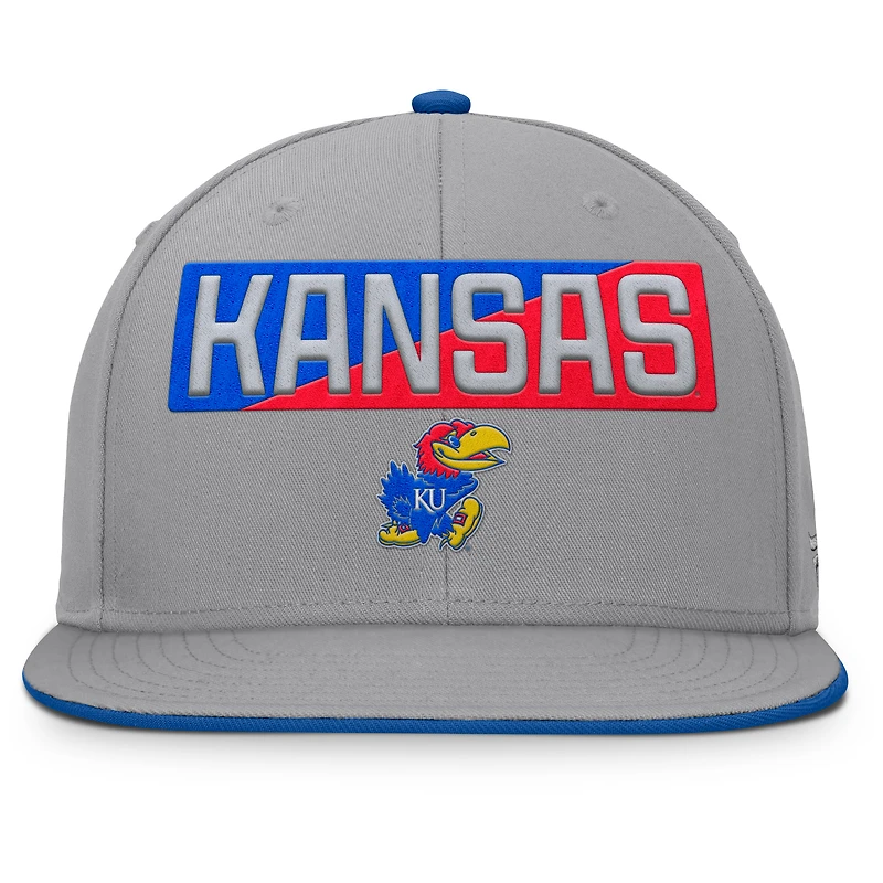 Men's Fanatics Gray Kansas Jayhawks Duo Snapback Hat